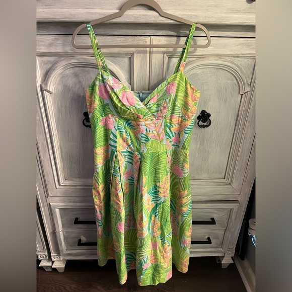 Lilly‎ Pulitzer Billie Botanical Garden Tropical  Pleated Fit Flare Sundress - Picture 1 of 7
